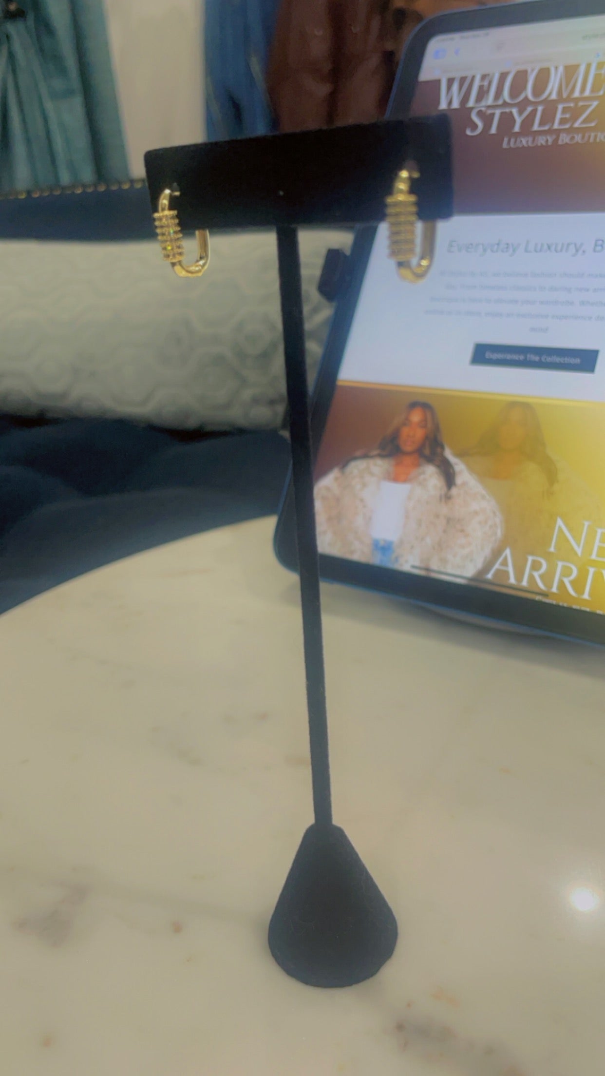 Gold Cufflink Like Earring