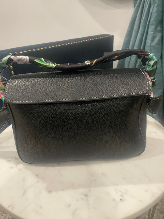 Black Handbag with Silk Scarf