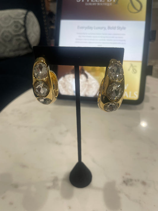 Gold Earrings with Large Diamond Studs